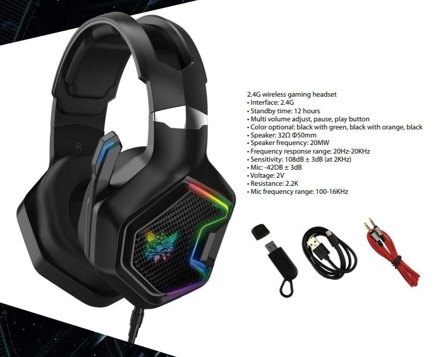 onikuma 2.2m 117dB Deep Bass Gaming Headphones With Mic