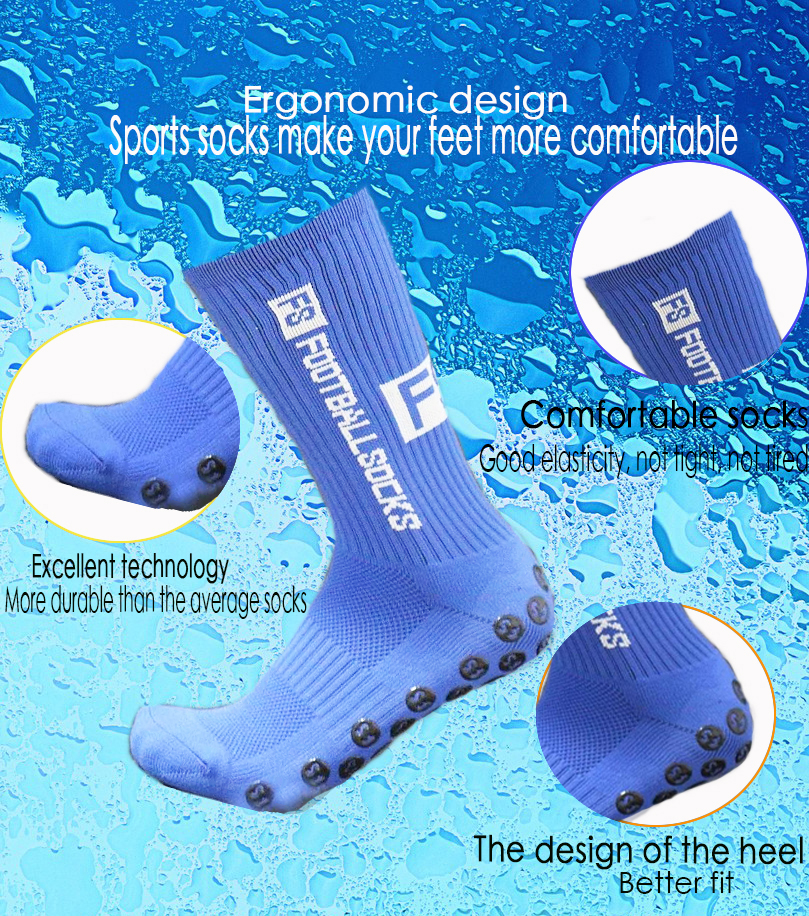 Youth Football Socks with Non-Slip Grip and Customized Logo in Woven Polyester Fibre