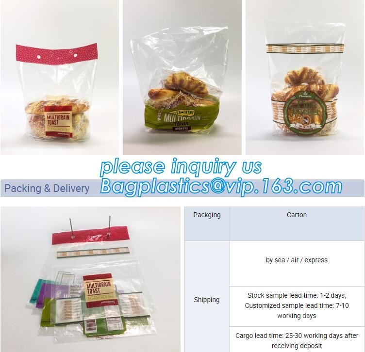 biodegradable plastic food bread wicket bag, PACK, Accept Custom Order bread packaging CPP BOPP plastic wicket bread bag