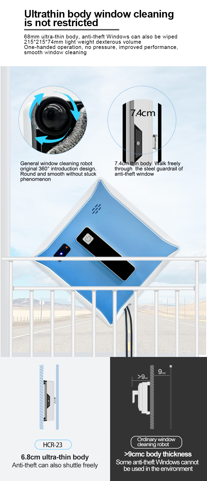 65dB Automatic Shower Glass Cleaner UPS Battery 60Hz Automated Window Cleaner