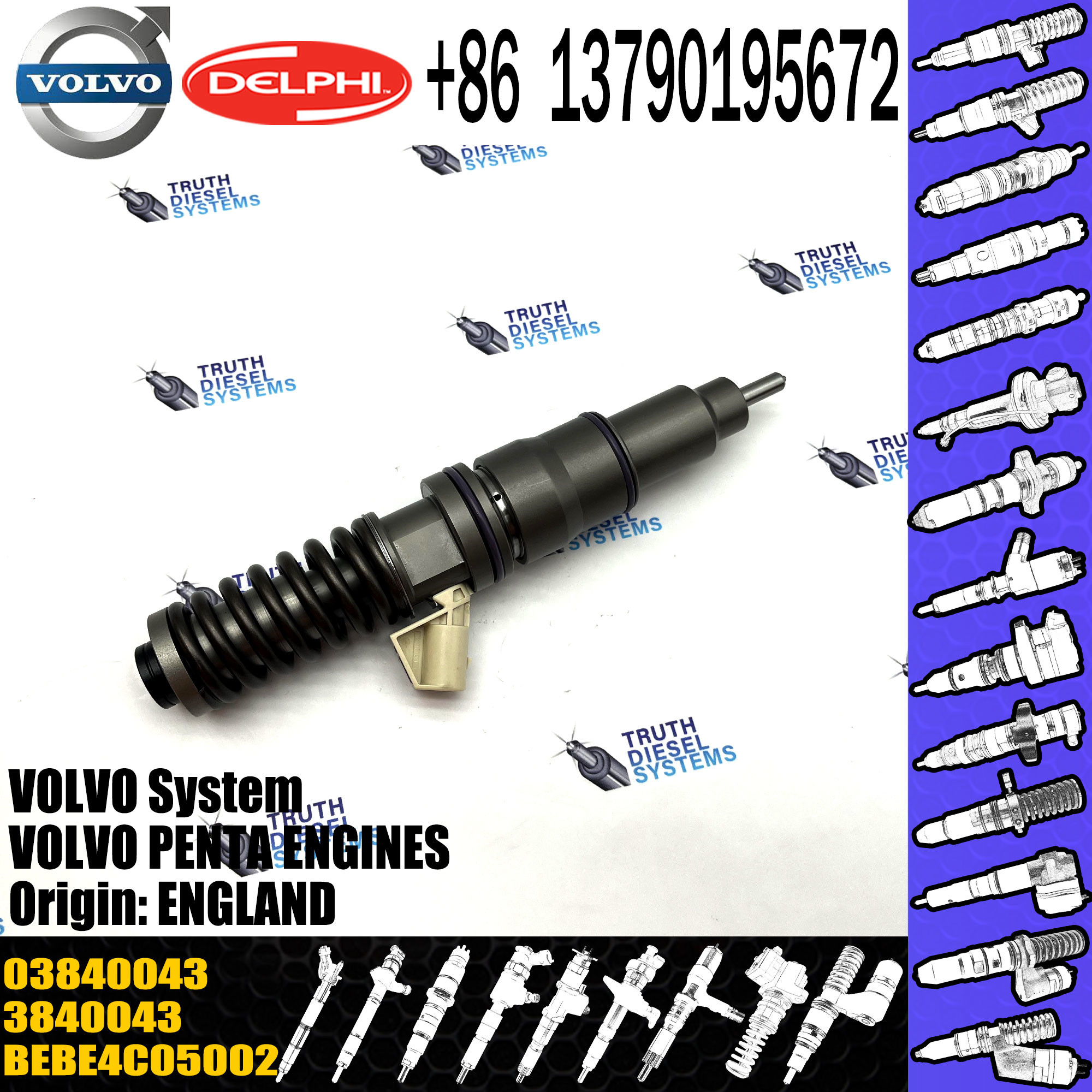 Diesel Electronic Unit Fuel injector 3840043 03840043 BEBE4C05002 For VOL PENTA ENGINES
