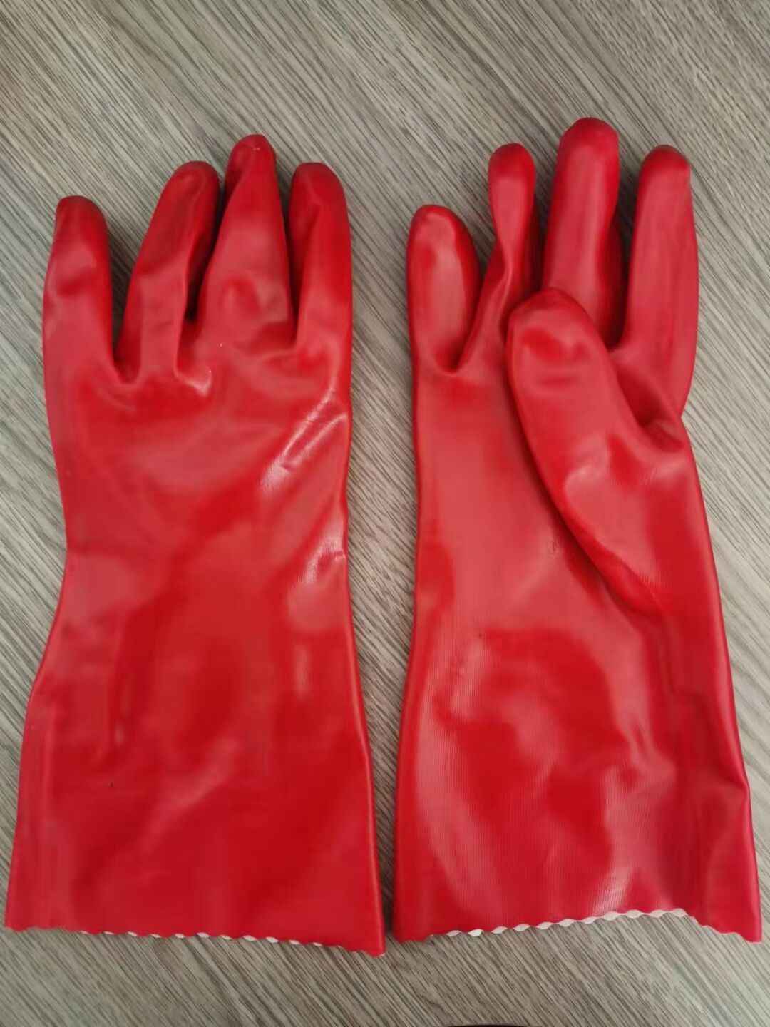 30cm 40cm Double Dipped PVC Gloves Long Sleeve Red PVC Coated Gloves For Electrical