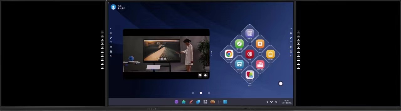 IBoard 4K 75inch Display with Interconnected Side Boards Green Black White Color Android Windows System Foldable for Education