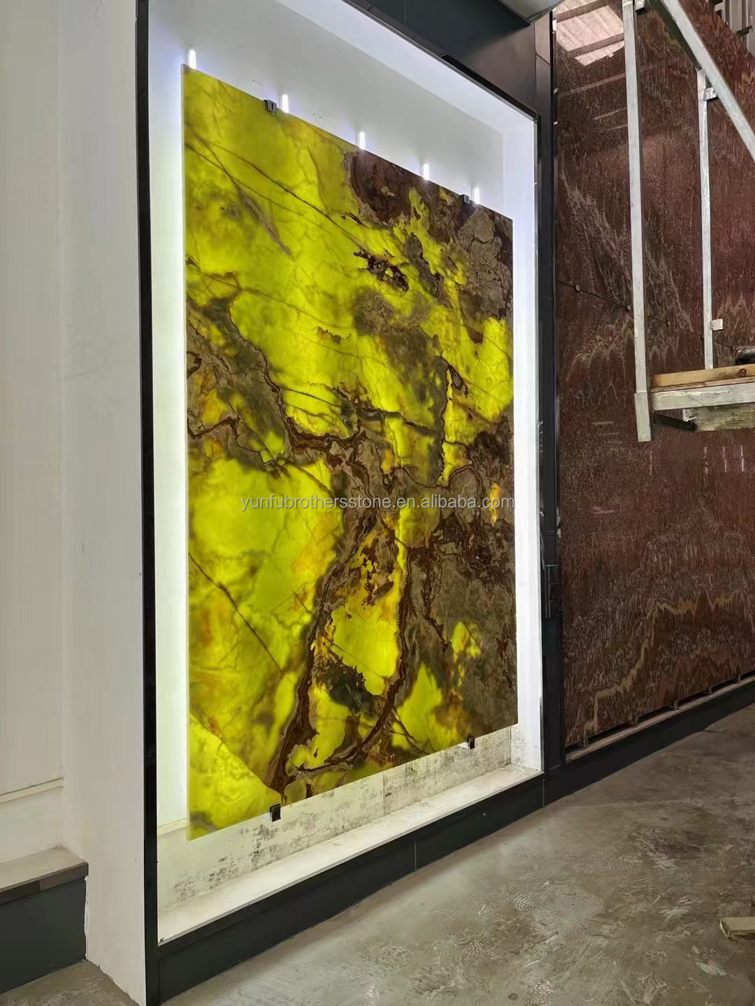 Green Onyx Marble Backlit Panel for Modern Graphic Design and Wall Decoration Purpose