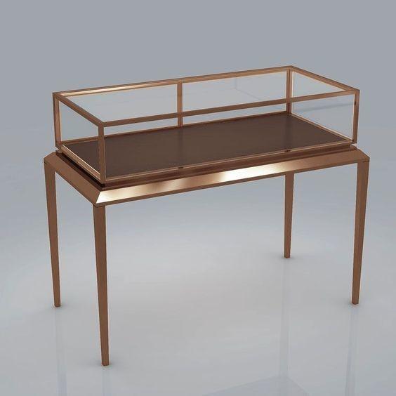 Stainless Steel Clear Glass Showcase Table , Floor Standing Glass Presentation