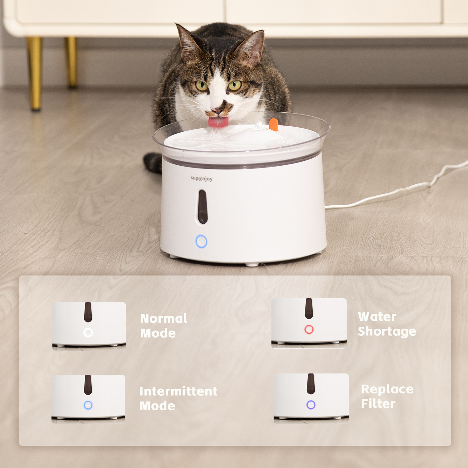 Cat Water Fountain With Debris Filter Dimensions L x W x H Inches 22.4*22.4*16.2CM