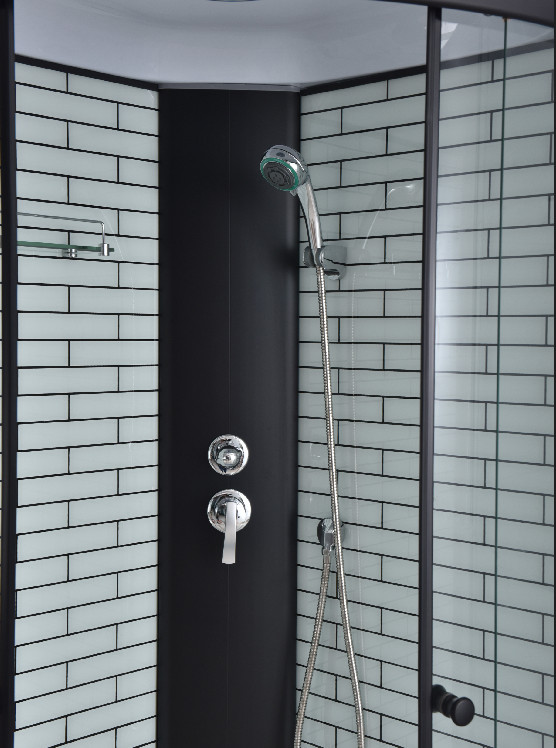 Black Square Sliding Door Tempered Glass Shower Room
