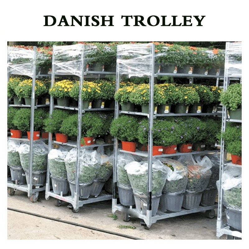Powder Coating Plywood Danish Flower Trolley PP Wheel 1350*565*1900mm