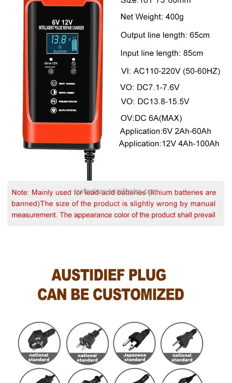 6V 12V Smart Battery Maintainer Battery Chargers for Cars Motorcycles ATVs Lawn Mower and More Long-lasting Battery Life