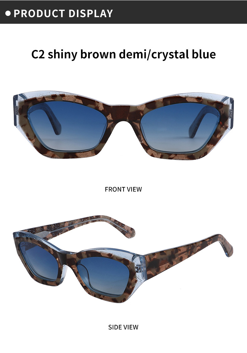 Cateye Polarized Sunglasses For Women Men Fashion Narrow Acetate Frame 51mm