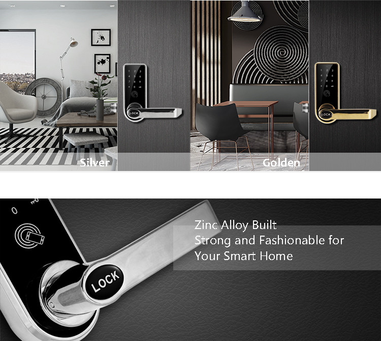 High Security Bluetooth Door Lock Support Digital Password IC Card For Entry Front Door