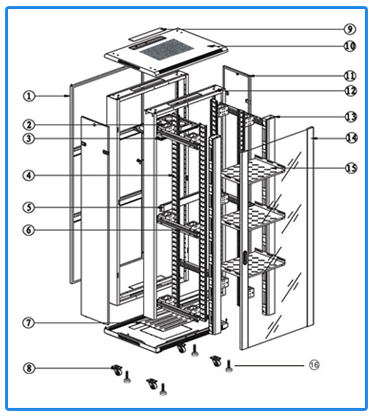 Cold Rolled Steel Server Rack Cabinet Customized Size Disassembled Structure