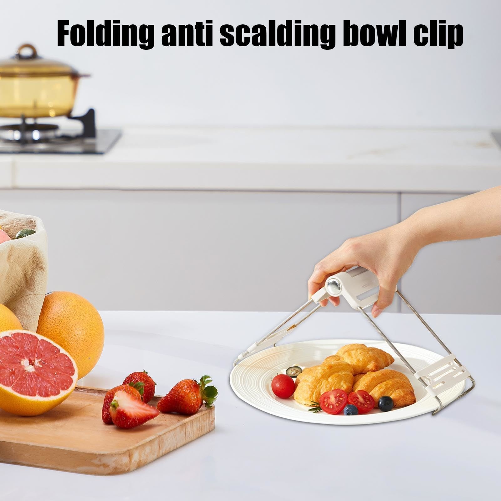 Plate Lifter Steamer Plate Gripper Tongs Stainless Steel Bowl Clip Holder