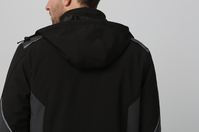 96% Polyester 4% Spandex Black Soft Shell Jacket , 320gsm Mens Winter Work Clothes