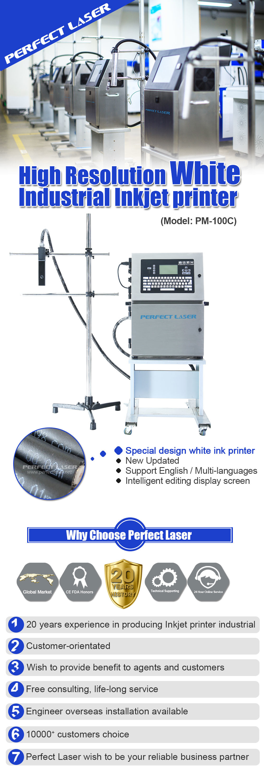 White Industrial Inkjet Printer , Inkjet Coding Machine Touching Screen