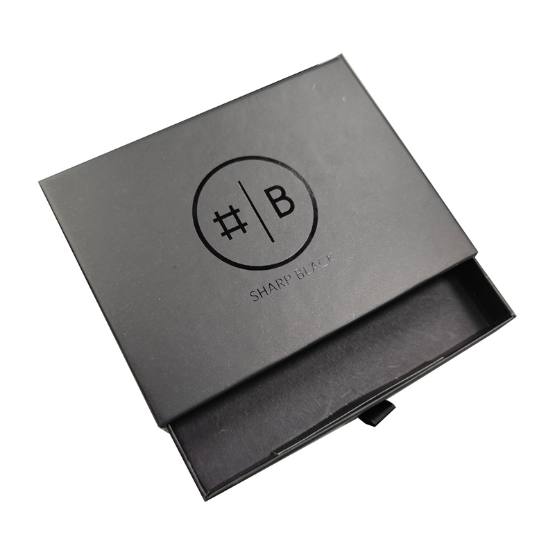 Jewelry Pull Out Box Packaging Black Paper Box With Drawers And Gold Stamping Logo