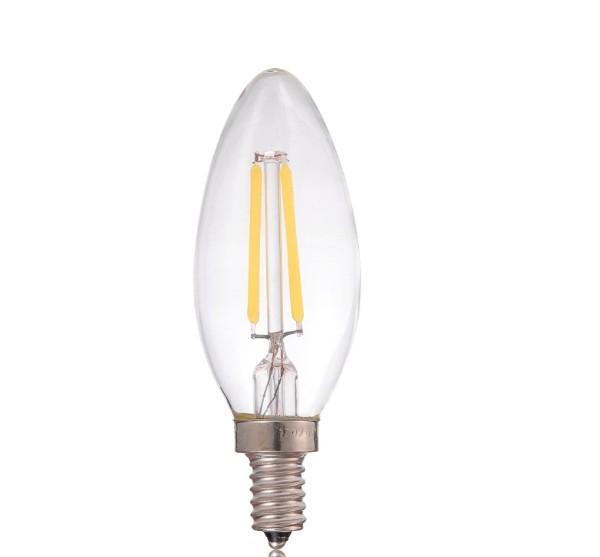LED clear vintge c35 2w E14 filament candle light transparent glass bulb Lumen