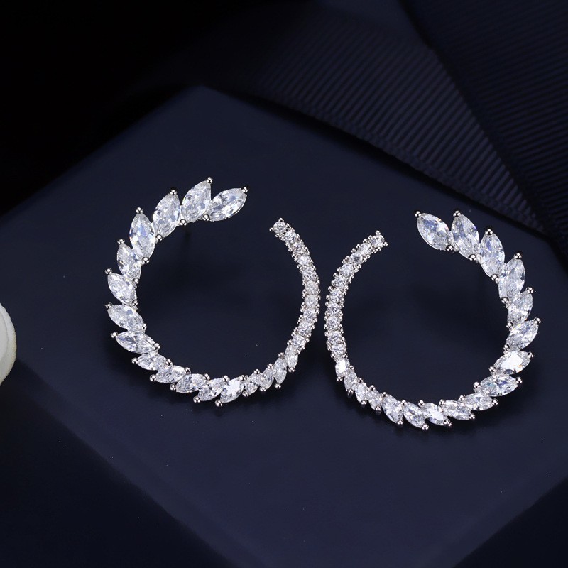 Full Rhinestone Earring Wheat Ear Hoop Earrings Female High-end Light Luxury Fashion Exquisite Earring Jewelry Gift