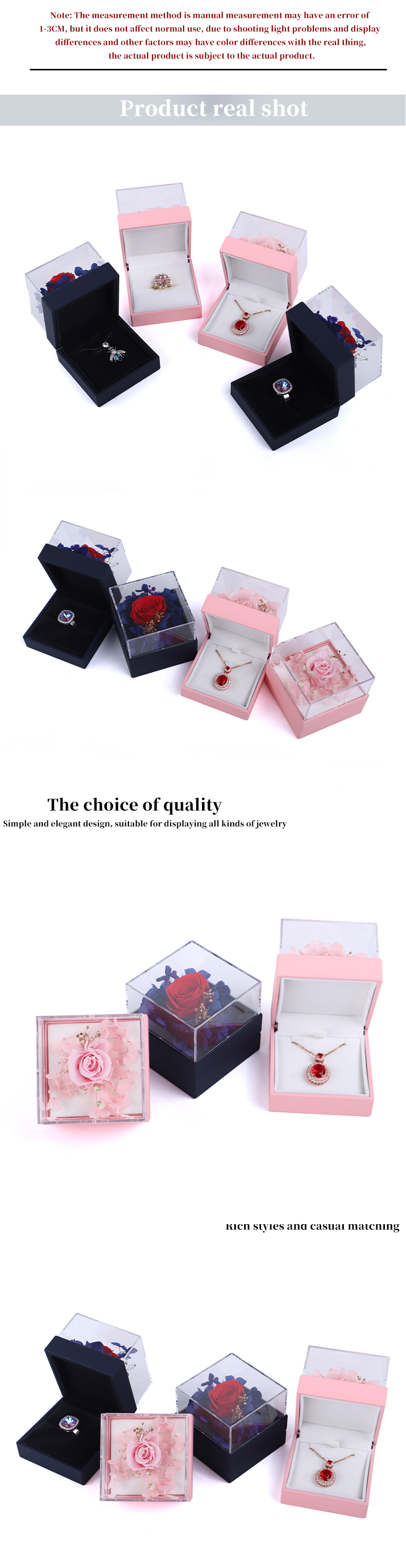 Square Rose Flower Jewelry Packaging Box Floral Ring Box For Gift Custom Design