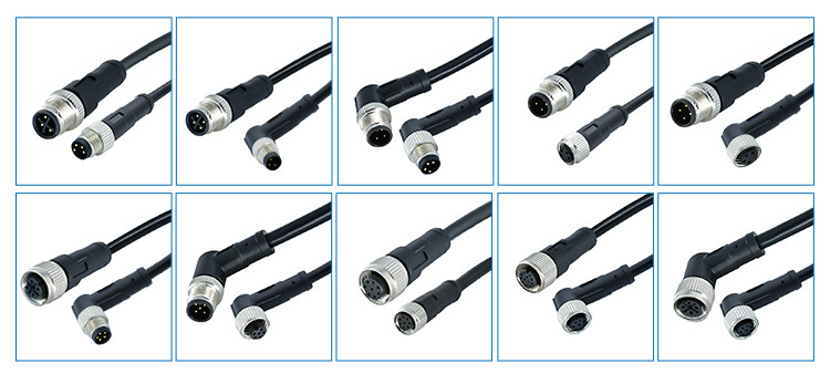 Circular M12 To M8 3-12 Contacts A-X Coded Sensor Outdoor Ip68 Cable Connector M12 M8 Auto Wire
