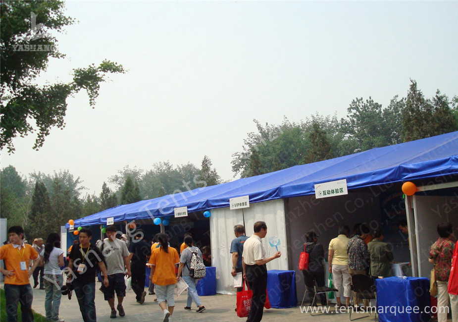 Blue PVC Cover UV Resistant Fabric Tent Structure Aluminum Alloy Frame