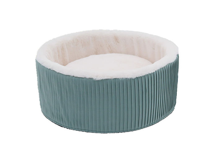 Xxl Round Luxury Fluffy Doughnut Dog Bed Large Pleated Soft Warm Furry Soothing
