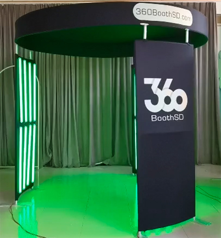 360 Photo Booth Enclosure Backdrop With LED Light Portable
