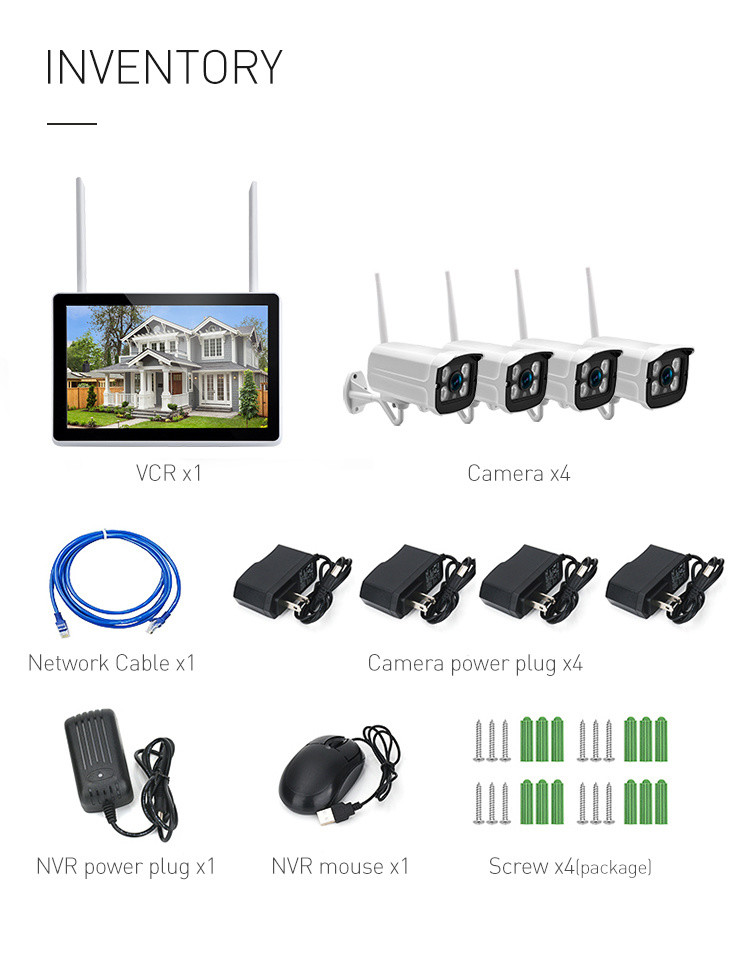 Mobile Phone Remote Control Smart Motion Detection Wireless Kit With Screen Two Way Voice Cctv Security Camera