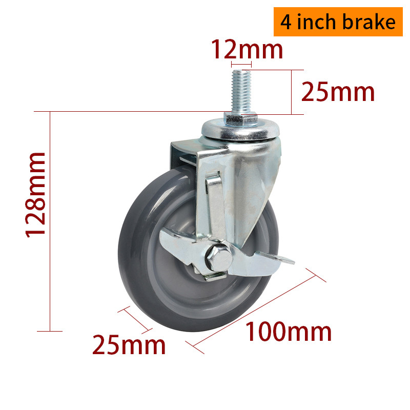 Industrial Caster Wheels 100mm 4 Inch Swivel Casters With Brake