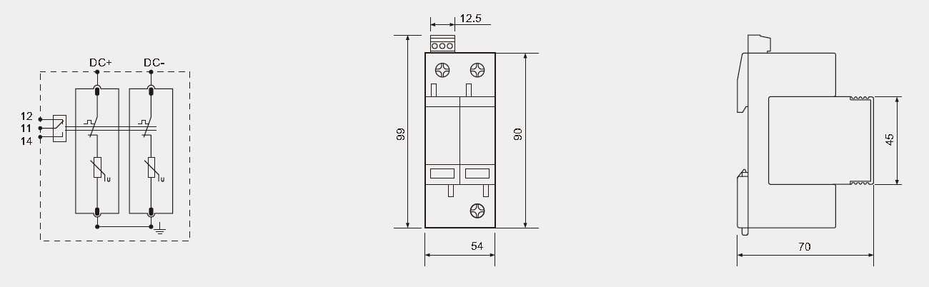 600v 2P DC Class II DC Surge Protection Device For Solar System