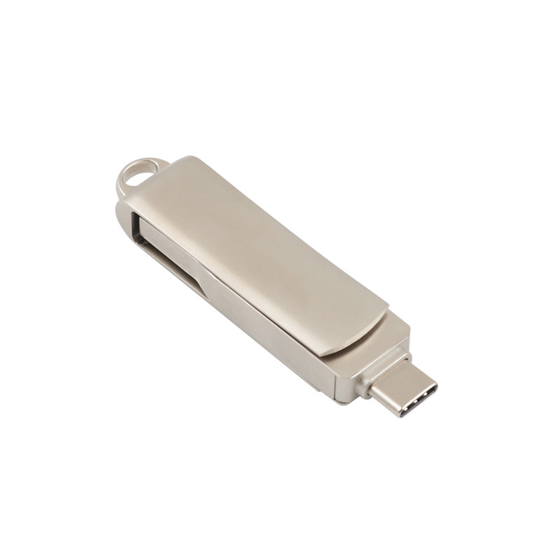 Silver Body Laser LOGO Type C USB With Key Hole Can Put Lanyard And Keyring