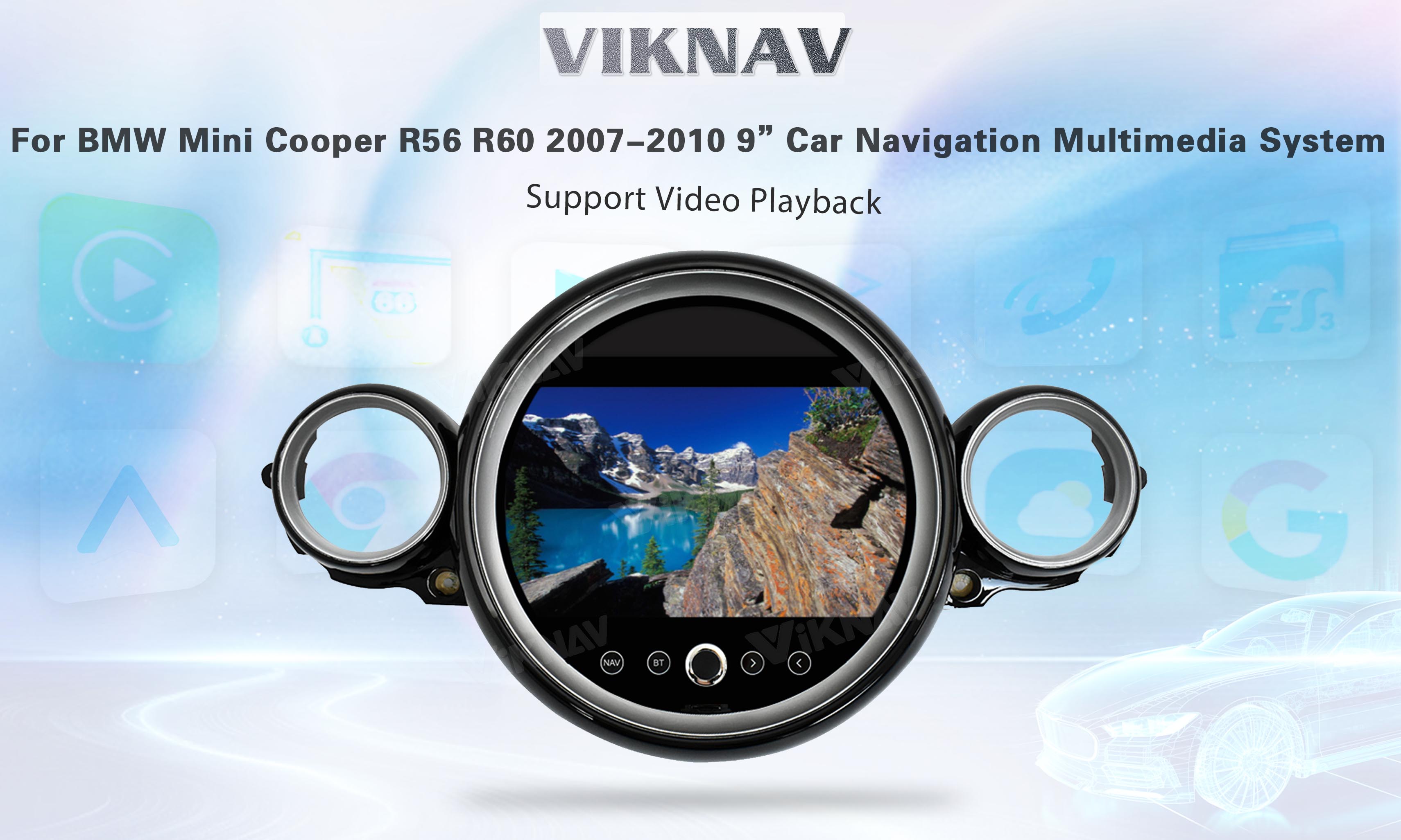 9 Inch Double Din CD Player bluetooth car stereo system For BMW Mini Cooper R56 R60 2007-2010