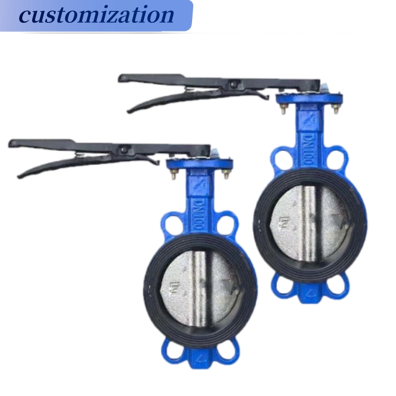 Manual Handle CI Body Material Stop Structure Butterfly Valve with Pneumatic Actuator
