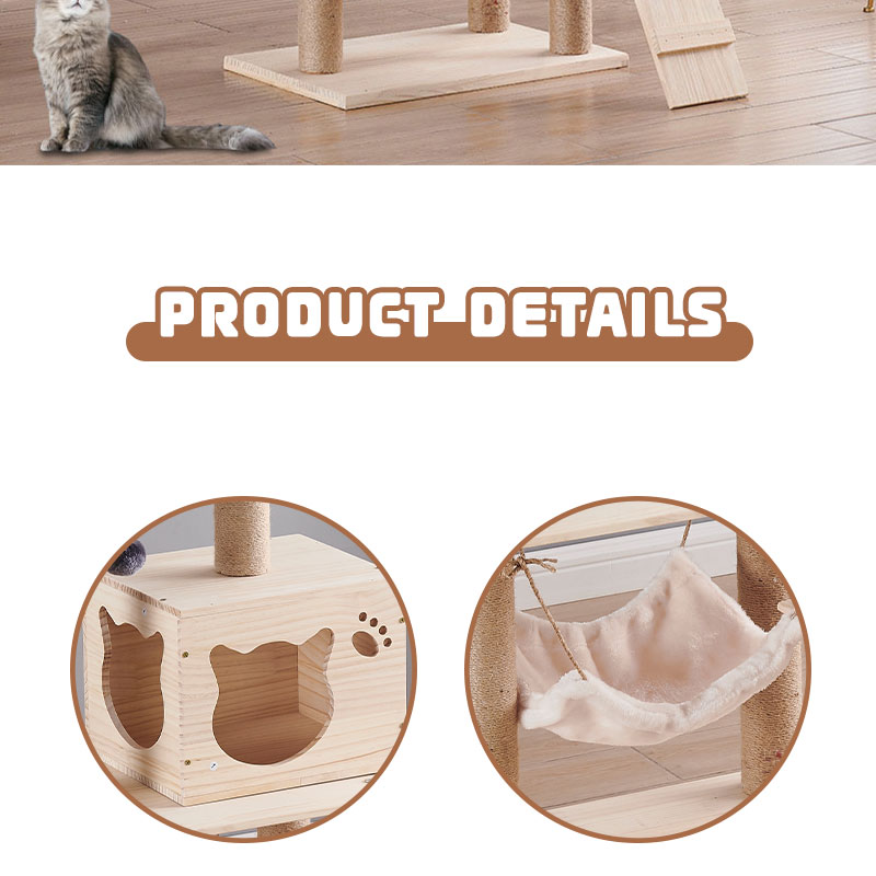 Advantageous Multifunctional Wooden Cat Climbing Tree with Customizable Design and Scratching Post Tower Platform
