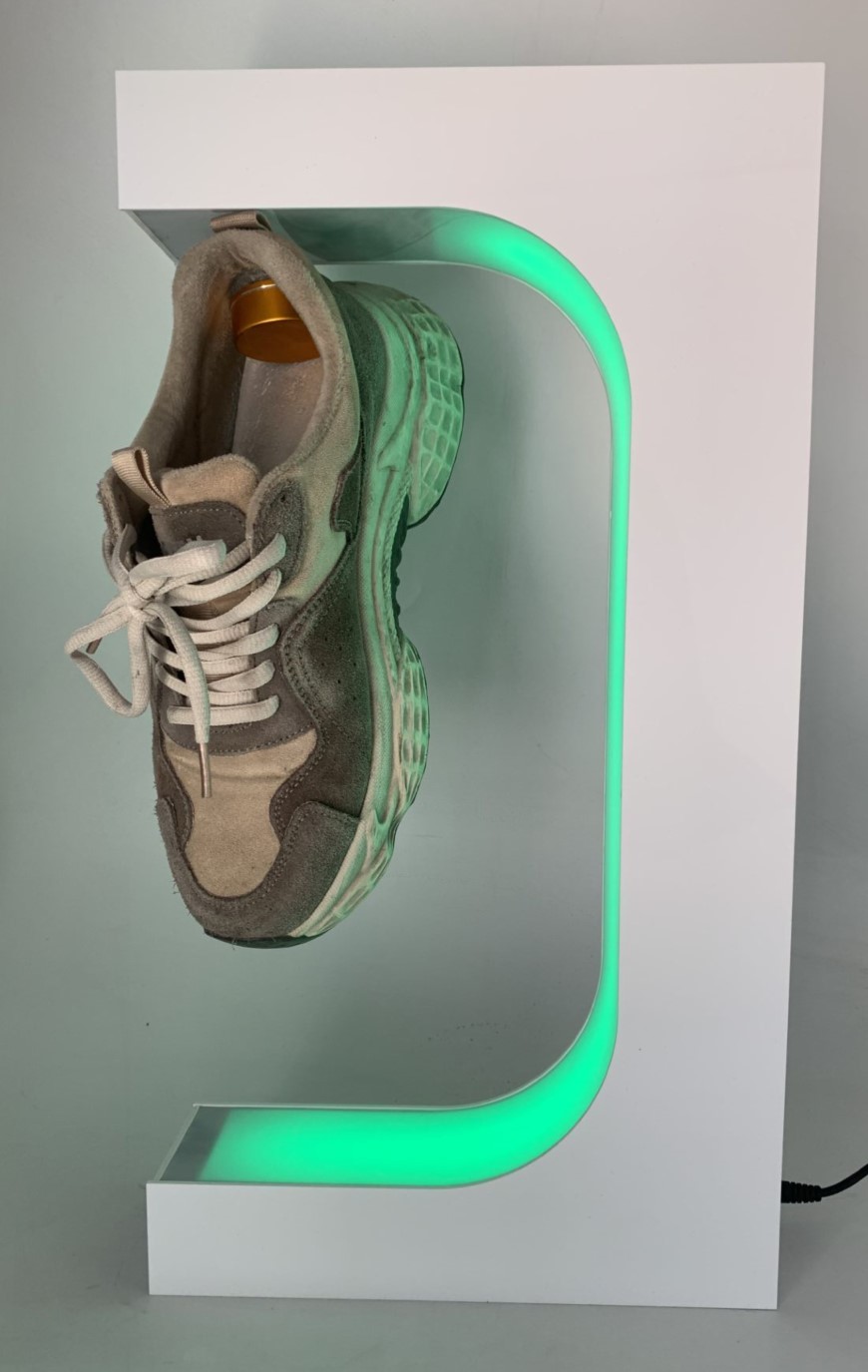 new customize magnetic levitation floating sport shoes display stand with remote controller