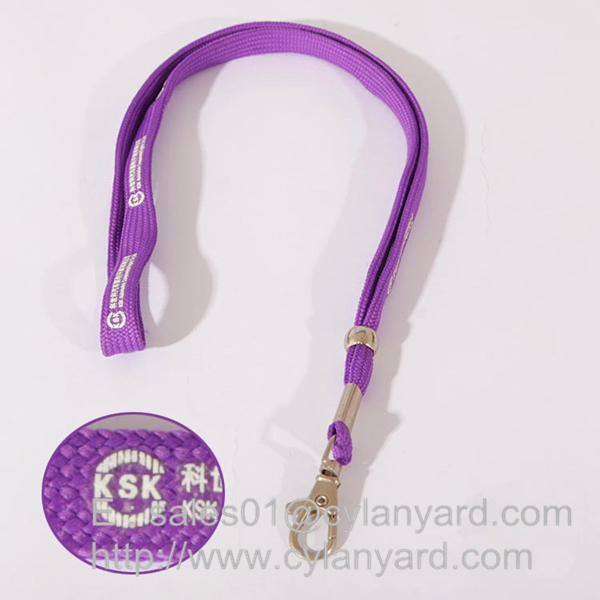 Inexpensive Tube lanyard with metal sheet crimp