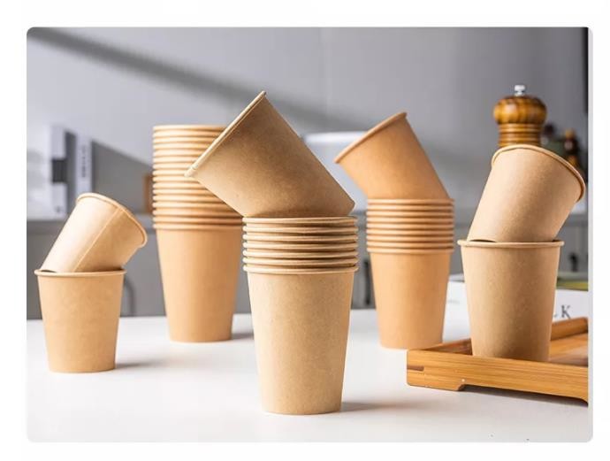 Hot Cold Drink Single Wall PE Coating Take Away 8oz Biodegradable Kraft Paper Cups
