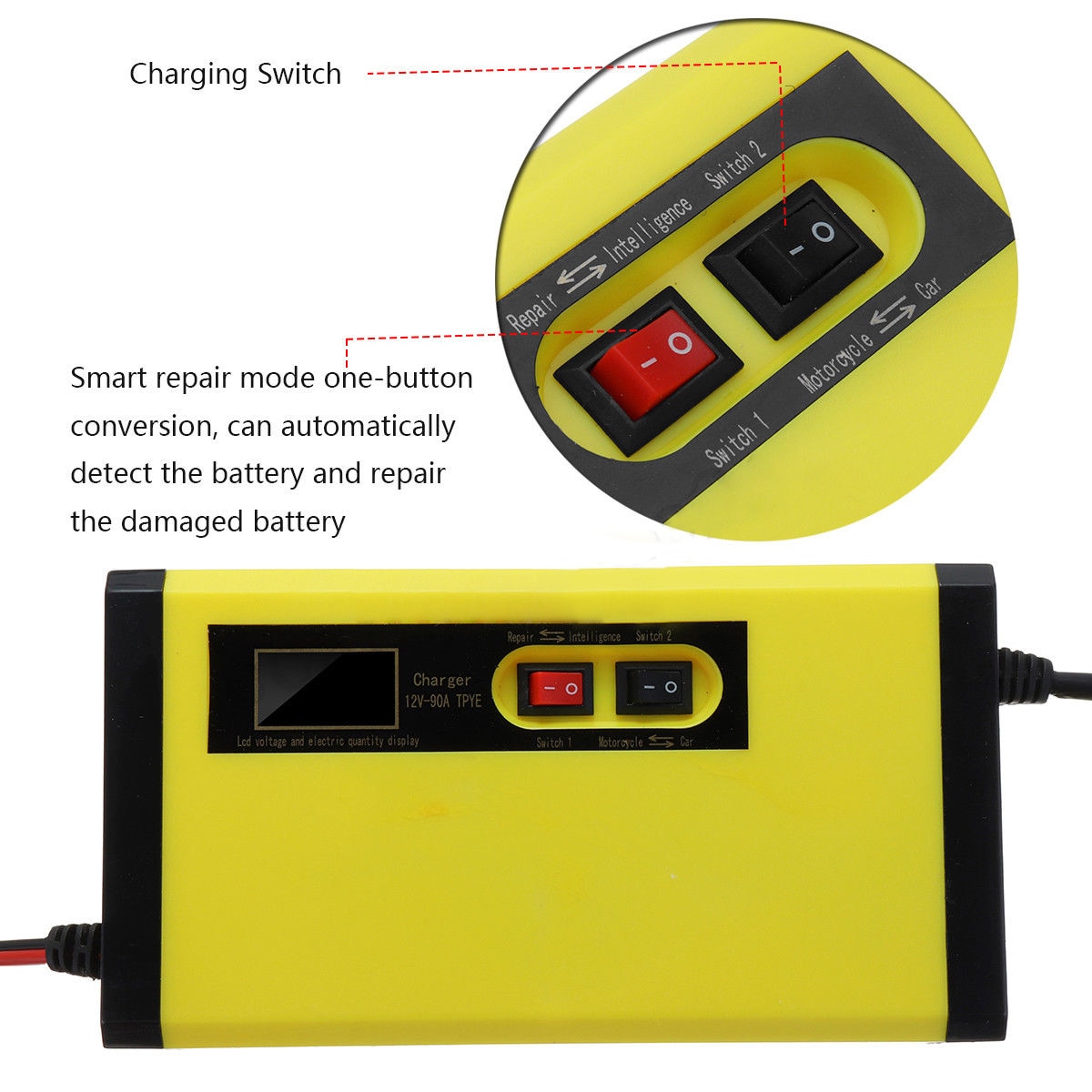 Aluminum Alloy LCD Display 12v Sealed Lead Acid Charger