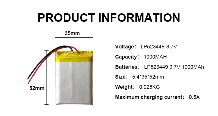 Powerful Lithium Polymer Battery 3.7v 1000mah 402035 Battery CE