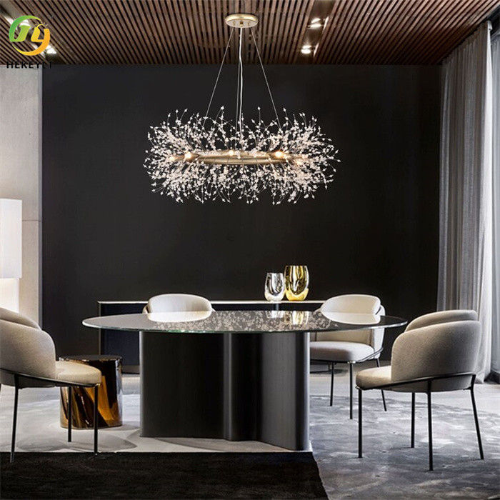 9 Light Acrylic Metal Chandelier Glass Pendant Light Clear Beads Firework