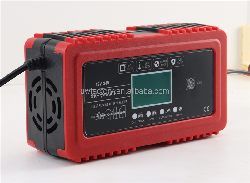 SCP Function 12V 24V/12A Intelligent Automatic Car Battery Charger for AGM GEL VRLA Lead Acid Battery 125W Output Power