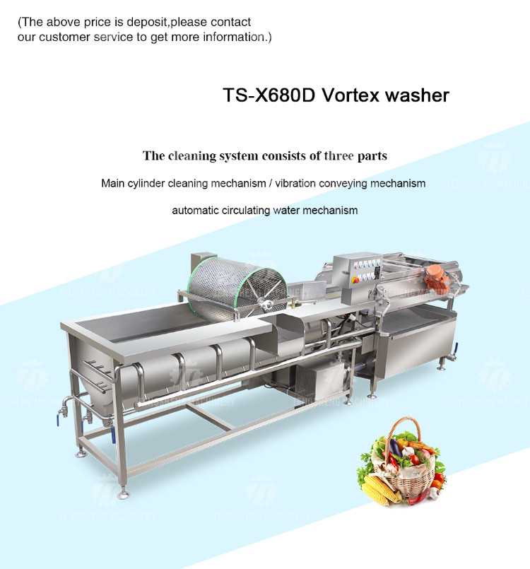 1000KG/H Double layer spray leaf vegetable cleaning machine large bubble eddy current vegetable cleaning machine