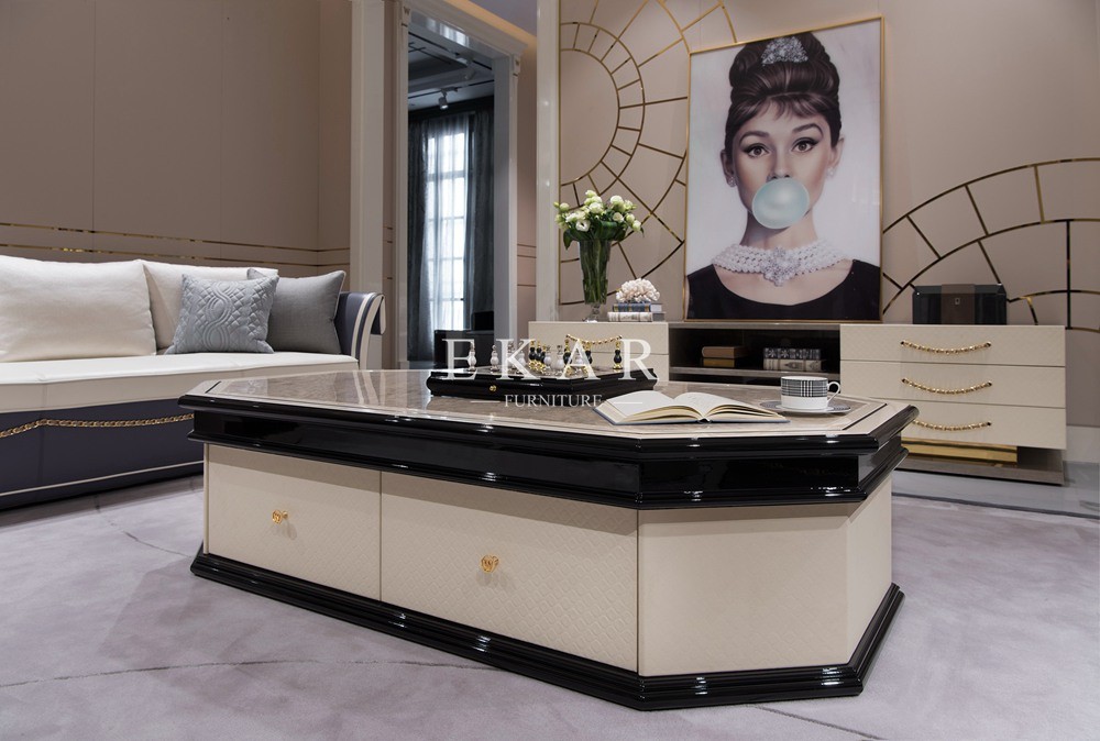 Elegant Leather Modern Sofa Set Design Living Room Furniture Set