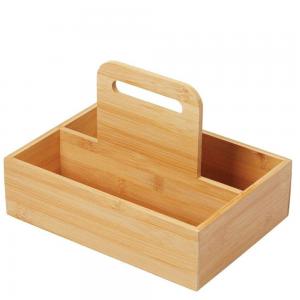  Wood Light Weight Bamboo Food Storage Container Divided Bin With Carrying Handle Manufactures