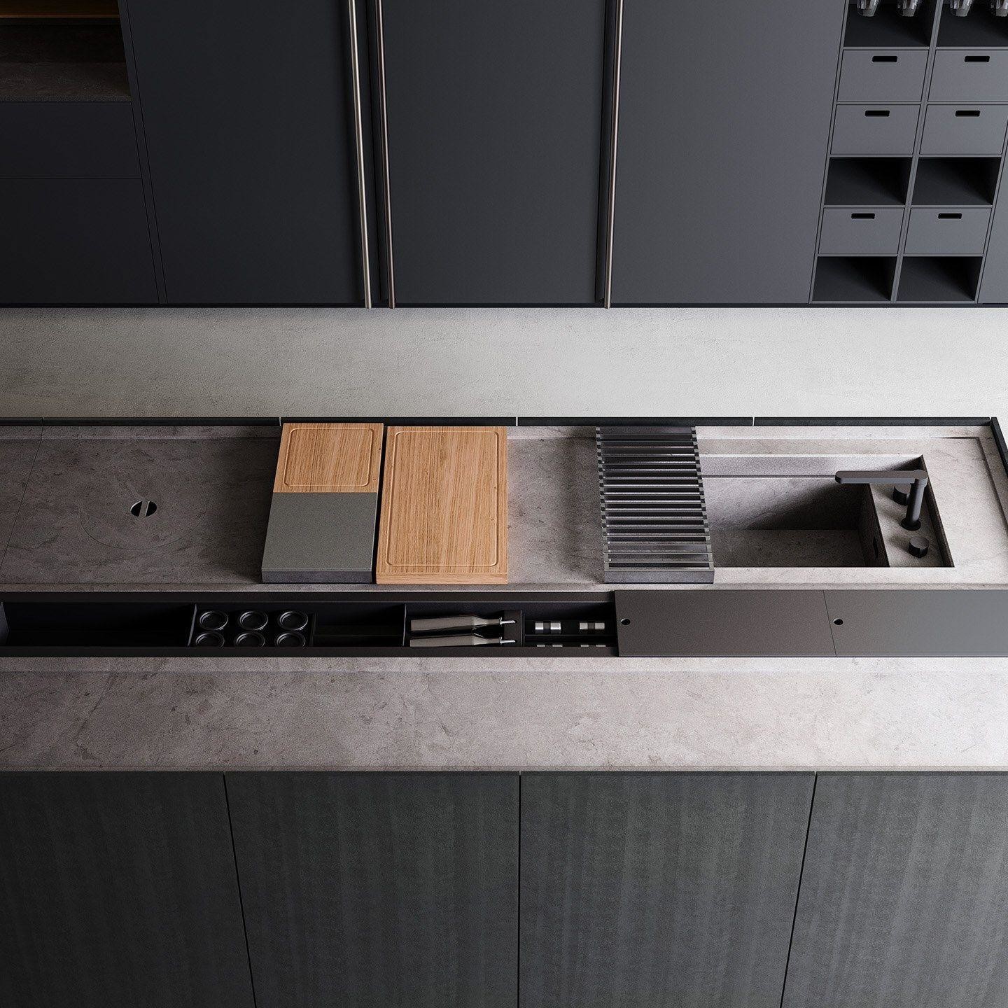 Custom Minimalist Design Termite Proof Durable Black Egger Board Kitchen Cabinet Project For Contractors