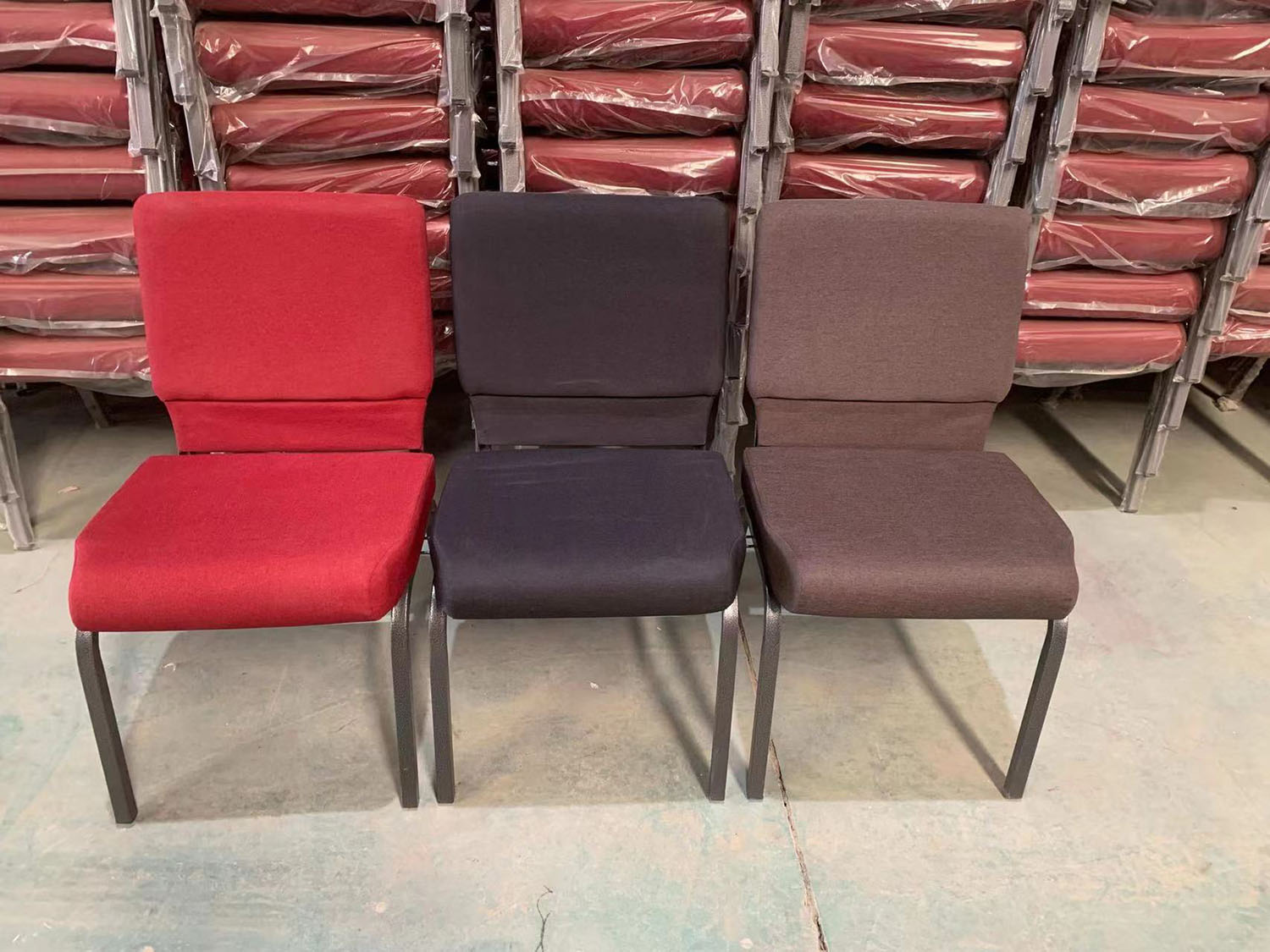 Conference Black Church Chairs 10CM Cushion Church Seating Chairs