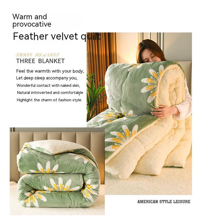 Customized Size Bedding Set Thickened Warm Lamb Fleece Quilt with 100% Polyester Fabric