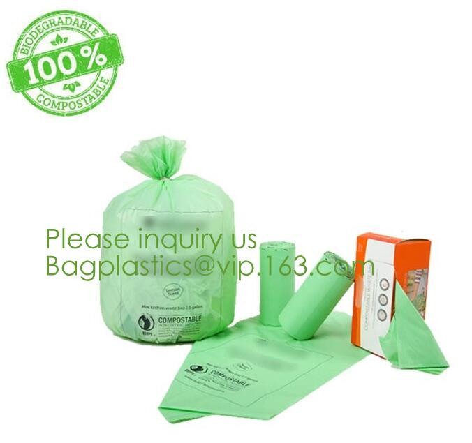 Eco-friendly Roll Compostable Plastic Bag Drawstring Biodegradable Garbage Bags,cornstarch custom compostable biodegrada