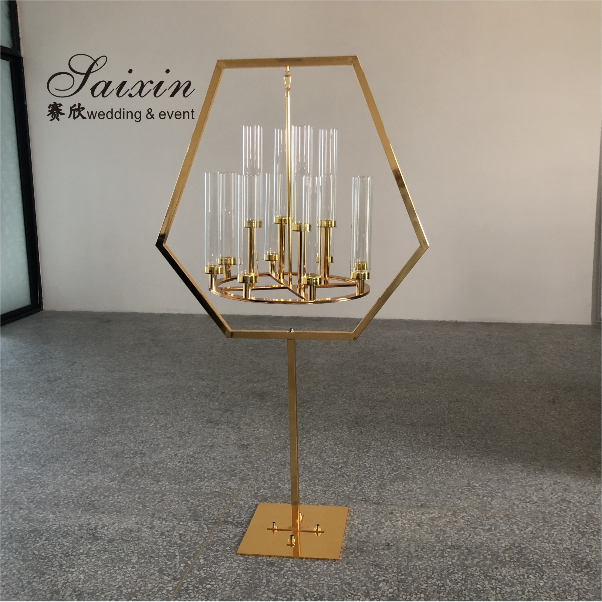 Wholesale Luxury Wedding Crystal Glass Candelabra Centerpieces 9 Arms Tall Cylinder Candelabras