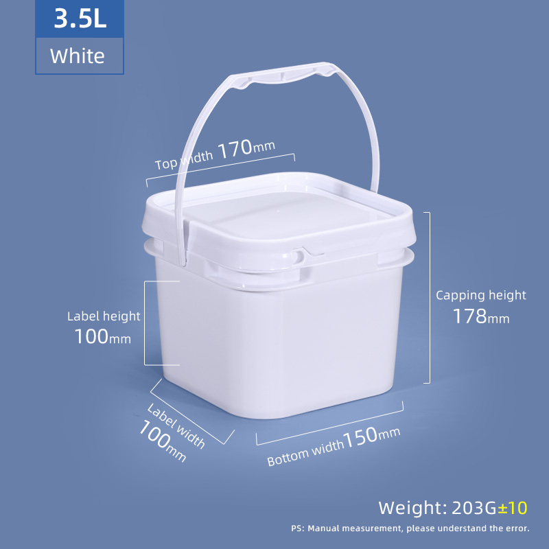 PP Square Shape 5 Gallon Paint Pail Transparent Food Grade Plastic Bucket With Lid Handle